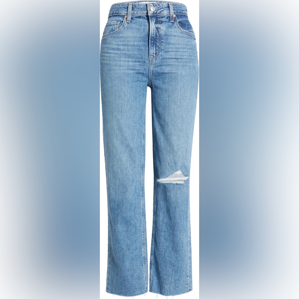 Anthropologie Paige Raw Hem Ankle Straight Leg Jeans in Dandelion